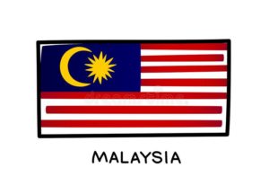 flag malaysia colorful malaysian logo blue red white hand drawn brush strokes black outline vector illustration isolated 242291616